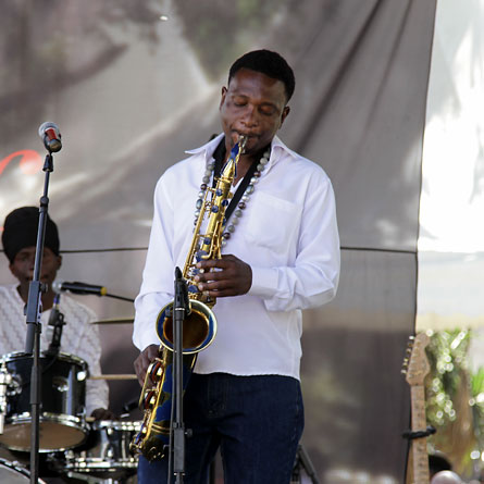 Juma Tutu on his saxophone